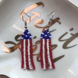 Mini Beaded American Flag Earrings
